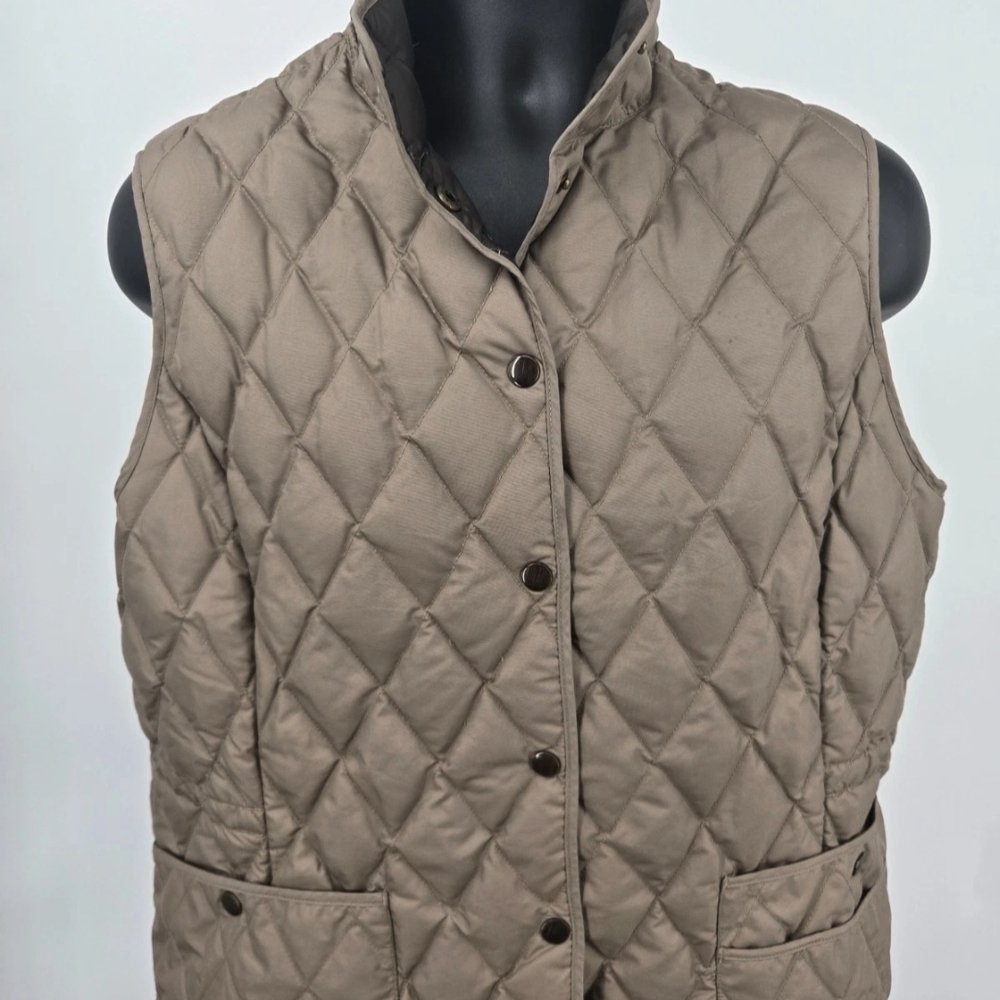 Eddie Bauer XL Premium Down Brown Diamond Quilted Adjustable Cinch Waist Womens